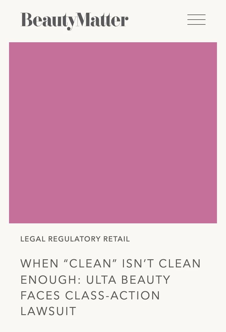 BeautyMatter — Ulta Beauty sued: “Conscious Beauty” products contain banned ingredients