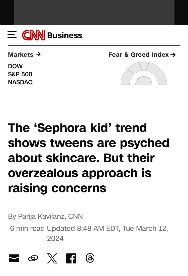 CNN — Tweens spending $2.5 billion on skincare raises alarm among experts